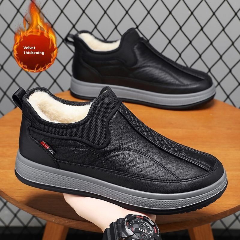 Winter Warm Fleece Snow Boots Round-toed Platform Ankle Boot Fashion Simple Non-slip Flat Cotton Shoes Men - Image 6