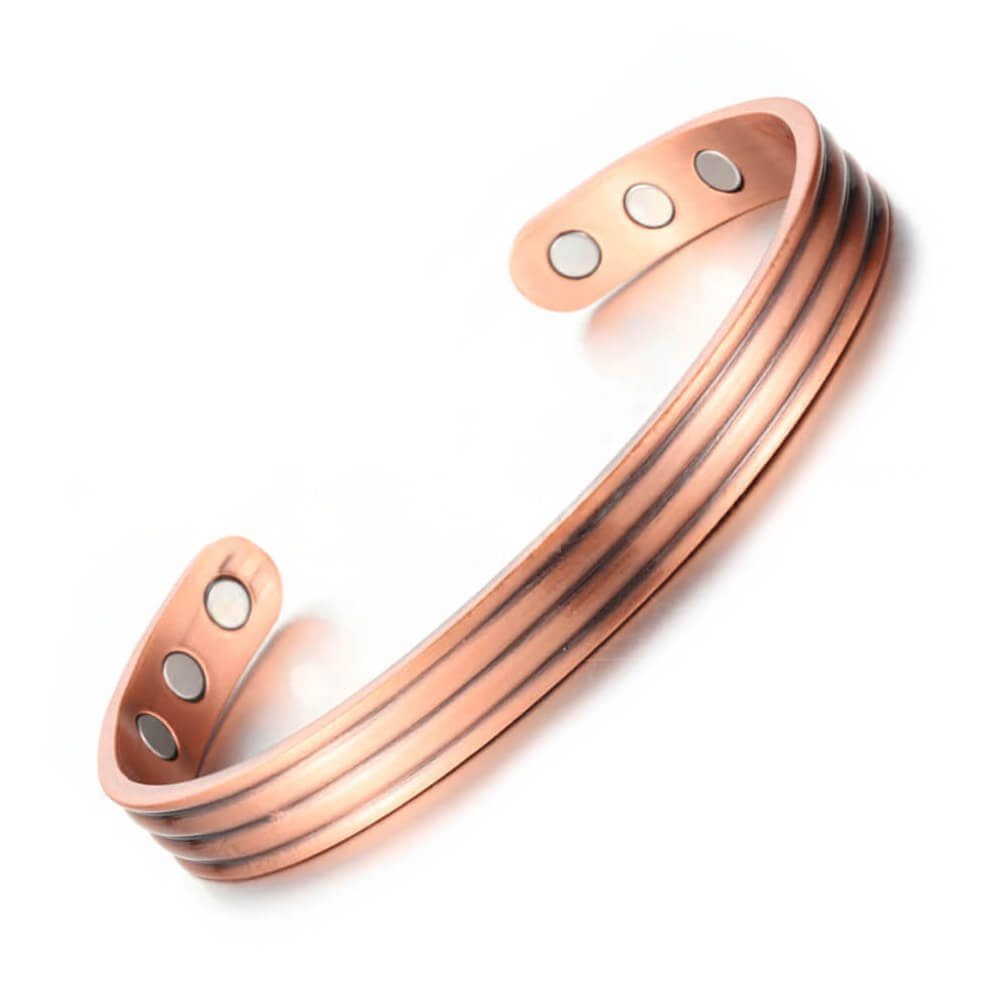 Magnetic Retro And Stylish Open Design Red Copper Bracelet - Image 3