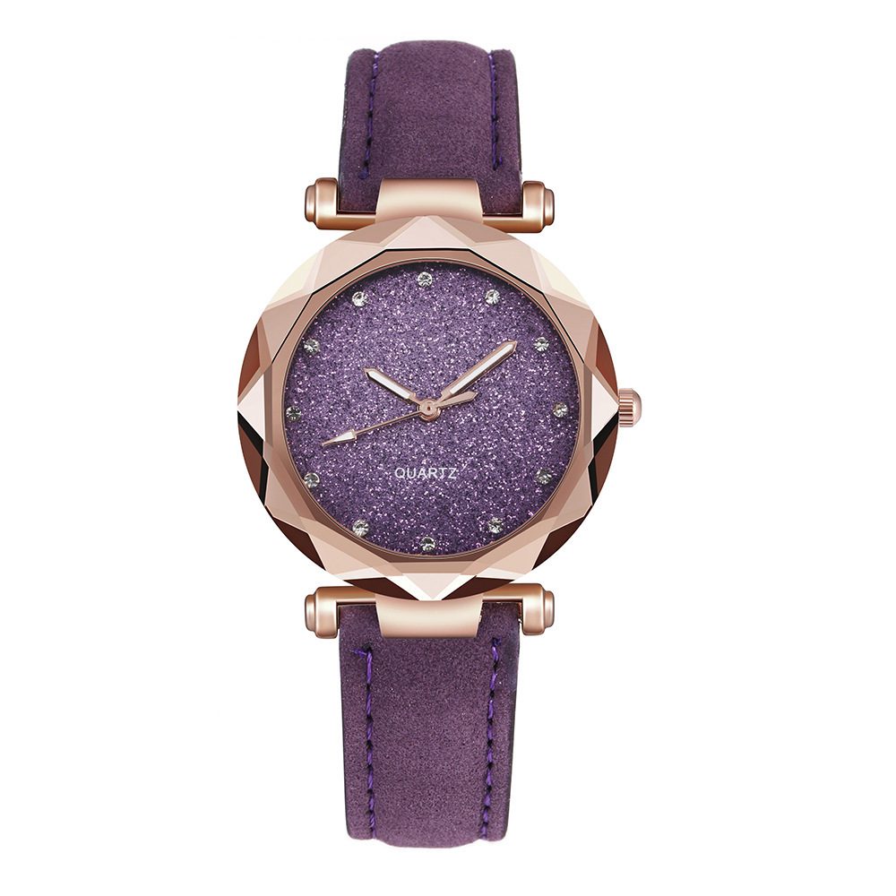 Casual Women Romantic Starry Sky Wrist Watch Leather Rhinestone Designer Ladies Clock - Image 2