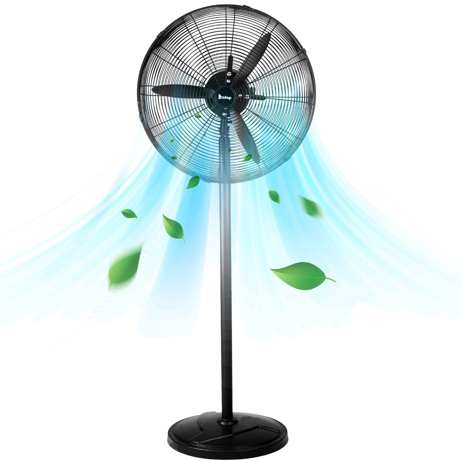 20 Inch Oscillating Pedestal Floor Fan, 5000 CFM High Velocity Standing Fan With BLDC Copper Motor, 4 Speeds Adjustable Height & Tilt Aluminum Blades Metal Industrial Fan For Garage Workshop Comm - Image 3