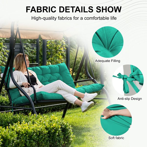 Outdoor Swing Cushions 60 Inch,Waterproof 4in Thick Porch Swing Cushion Replacement With Backrest And Ties,Comfortable 2-3 Seat Pation Swing Pad For Backyard,Garden,Lawn,Outdoor Furniture Blue - Image 5