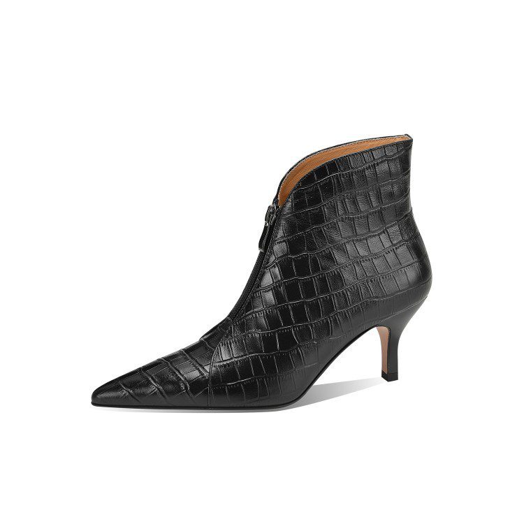 Stiletto-heel Ankle Boots With A Pointed Toe Crafted From Embossed Cowhide - Image 6
