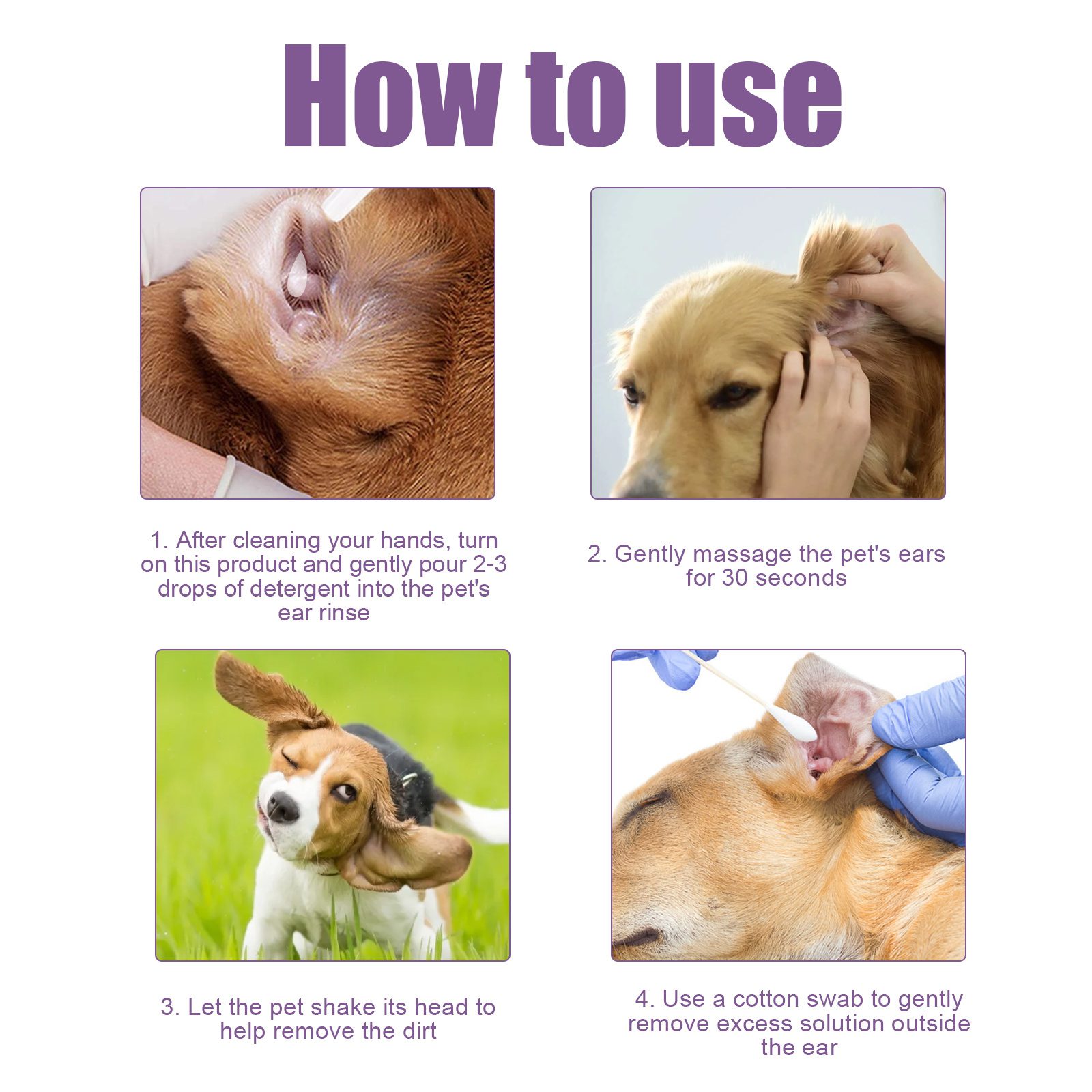 118ml Pet Ear Rinse Cleaner With Glycerin & Disodium EDTA, Anti-Itch Antimicrobial Ear Wash For Dogs Cats, Alcohol-Free Gentle Ear Cleanser With Cotton Swabs - Image 9