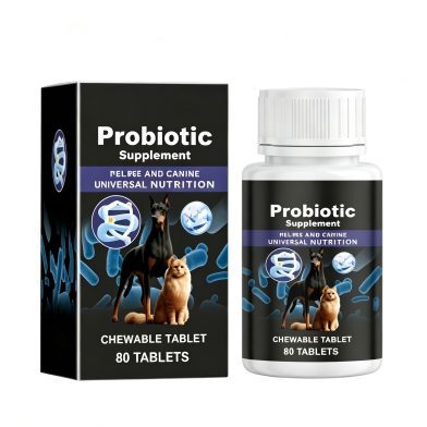 Pet Probiotic Chewable Tablets For Dogs & Cats Digestive Health Support, Immune Booster With Vitamin B2 & Yeast Selenium, 80 Tablets