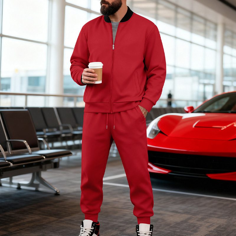 Mens Yolk-zip Baseball Jacket And Sportswear Set - Image 7