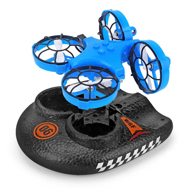 RC Boat Water Land And Air Four-Axis Hovercraft Three-in-one Multi-function Toy One-button Tumbling Mini Drone - Image 9