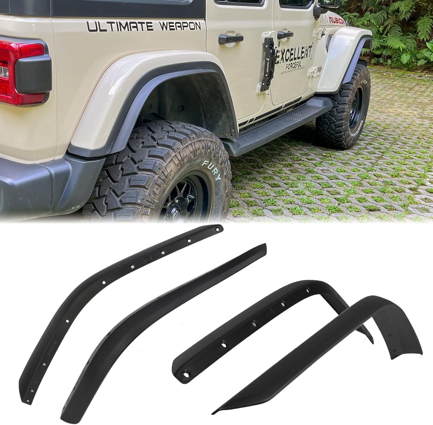 Fenders Front & Rear Fenders Compatible with 2018-2026 Jeep Wrangler JL and JLU Unlimited Rubicon, Off-Road Wheel Fender Liner Set 4 Pcs(Only Fit High Clearance Fender Flares,Not for 4XE) - Image 2