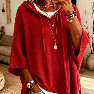 Womens Knitted New-Style Hooded Drawstring Sweater - Image 3