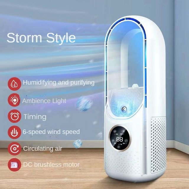 مبرد هواء USB محمول بدون شفرات، مروحة كهربائية هادئة مع مؤقت، مروحة تبريد ومكيف هواء ومرطب للهواء - الصورة 7