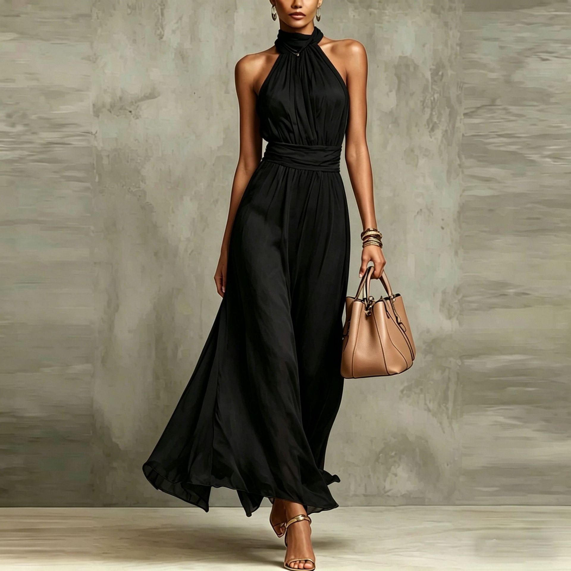 Resort-style Waist-cinching Figure-flattering Pleated Dress - Image 8
