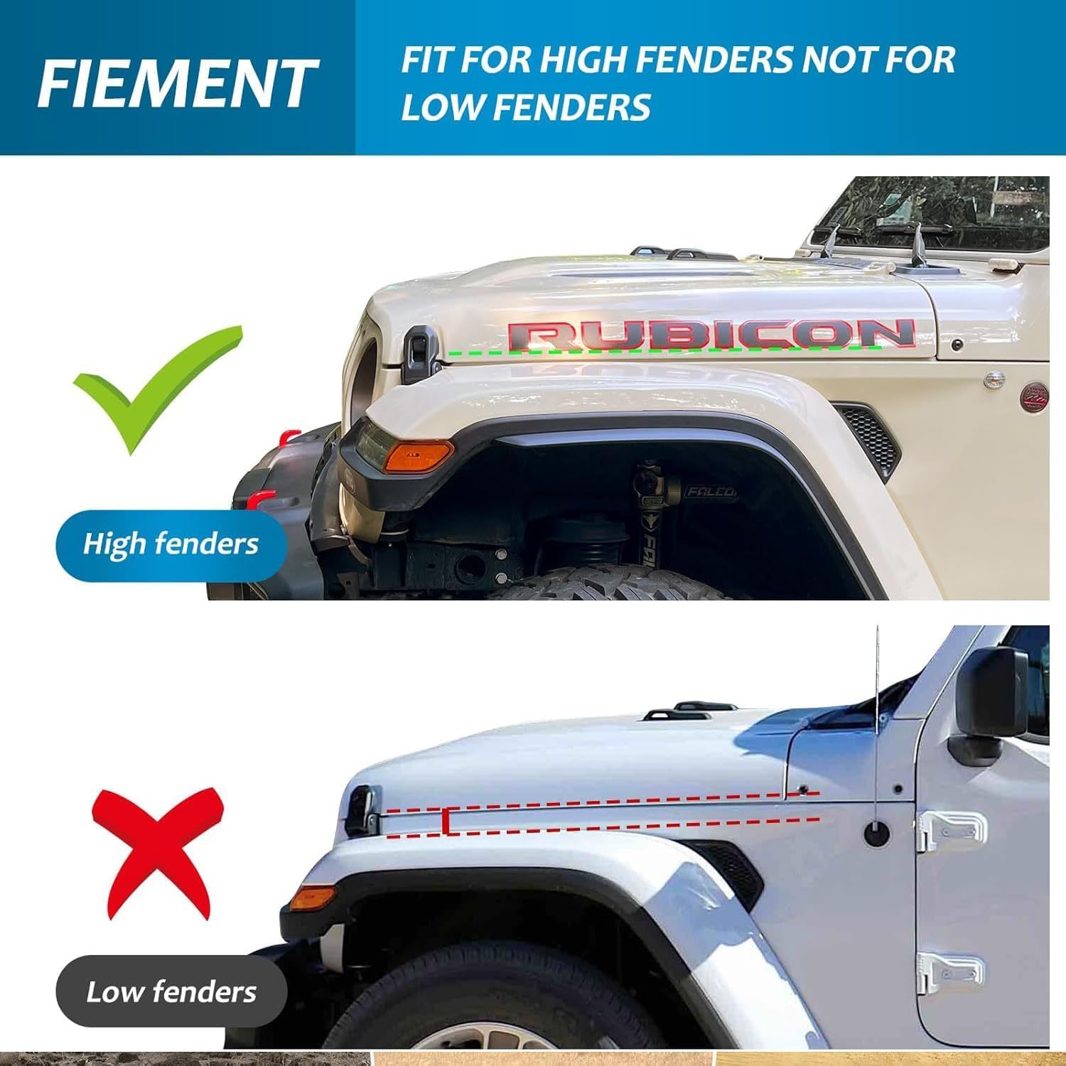 Fenders Front & Rear Fenders Compatible with 2018-2026 Jeep Wrangler JL and JLU Unlimited Rubicon, Off-Road Wheel Fender Liner Set 4 Pcs(Only Fit High Clearance Fender Flares,Not for 4XE) - Image 7