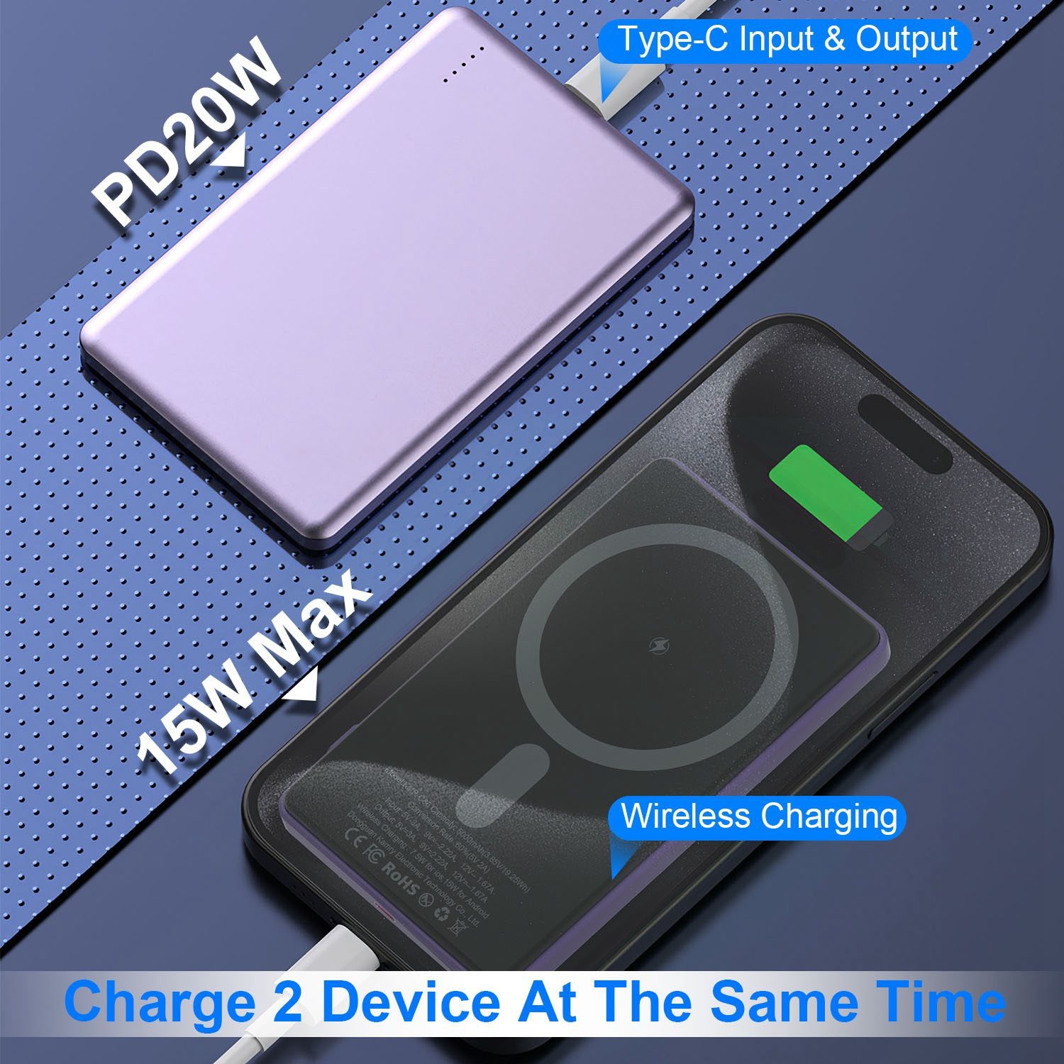 2 In 1 5000mAh 8MM Slim MagSafe Wireless Power Bank PD20W Magnetic Fast Charger Portable Phone Charger Fit For IOS Phone 15 14 13 12 Series And More - Image 9