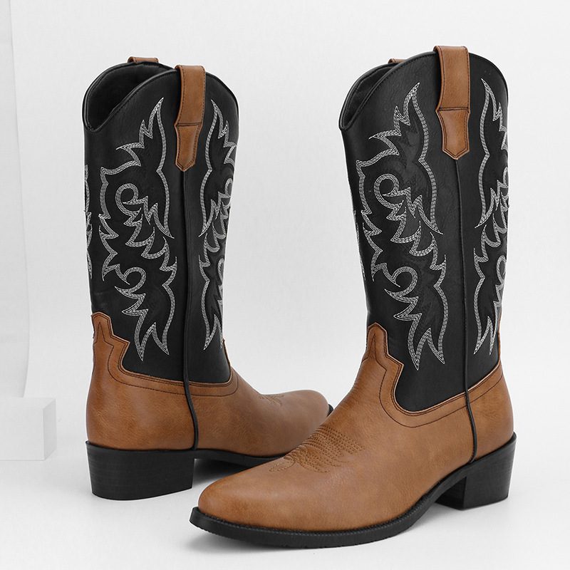 Men's Embroidery Retro High Leg Boot - Image 3