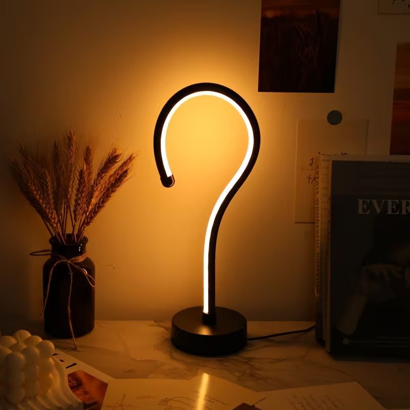 2PC Creative Question Mark Shape Table Lamp, USB Three-color Dimming Desktop Decoration Table Lamp - Image 2
