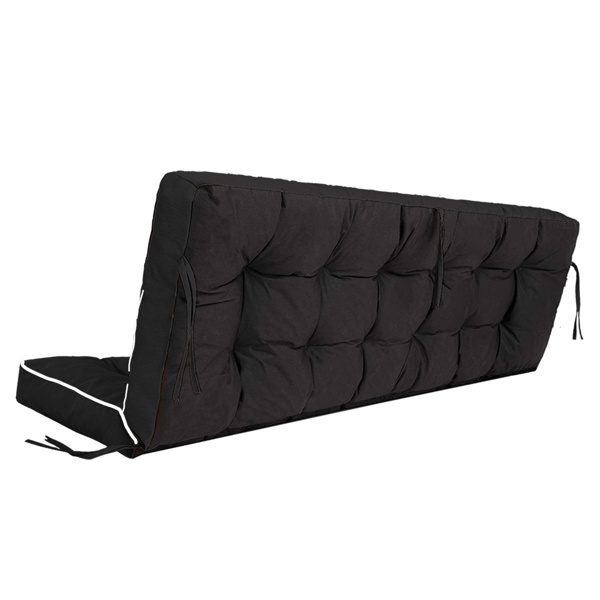 Outdoor Swing Cushions 55 Inch,Waterproof 4in Thick Porch Swing Cushion Replacement With Backrest And Ties,Comfortable 2-3 Seat Pation Swing Pad For Backyard,Garden,Lawn,Outdoor Furniture Black - Image 5