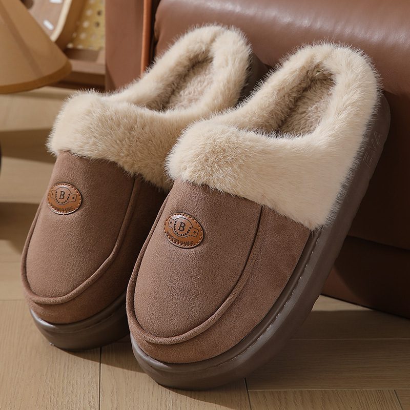 Winter Plush Slippers For Men Casual All-match Warm Suede House Shoes Indoor Non-slip Floor Bedroom Slipper - Image 8