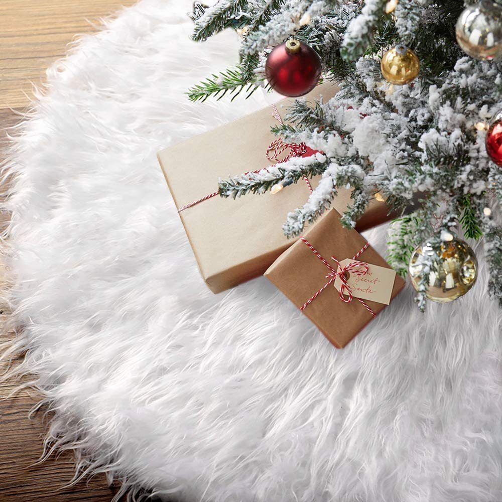 White Christmas Tree Skirt Plush Faux Fur Xmas Tree Carpet Merry Christmas Tree Decorations Ornament New Year Navidad Home Decor - Image 7