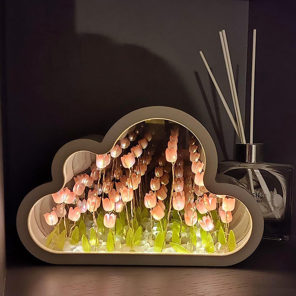 Tulip Night Lamp DIY Material Cloud Tulips Night Lamp Decorative Mirrors Photo Frame LED Table Lights Korean Creative Desk Bedroom Handmade Birthday Gifts - Image 5