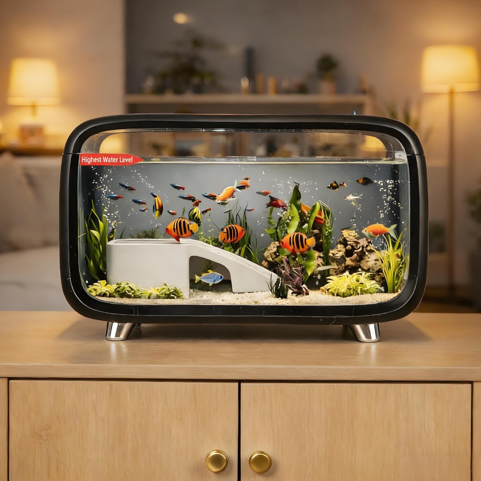 Compact Betta Fish Tank Kit Clear Desktop Aquarium With Ecological Cycle System - Image 8