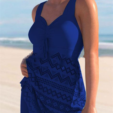 Korean Version Of Solid Color Lace One-piece Swimsuit - Image 10