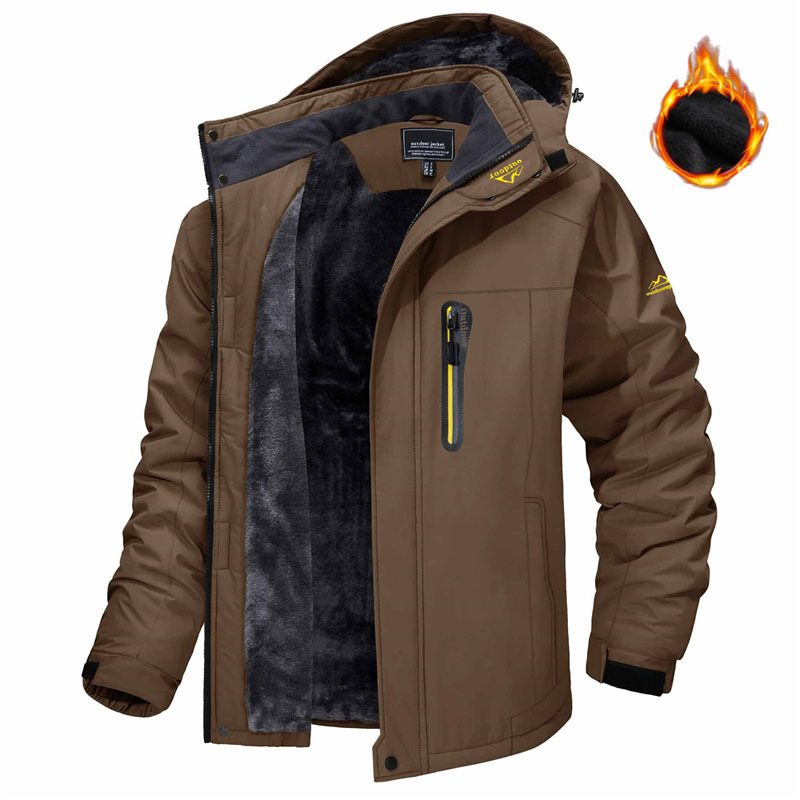 Winter Hooded Jacket Fashion Casual Warm Fleece Coat Windproof Rainproof Parka Windbreaker Men's Top - Image 8