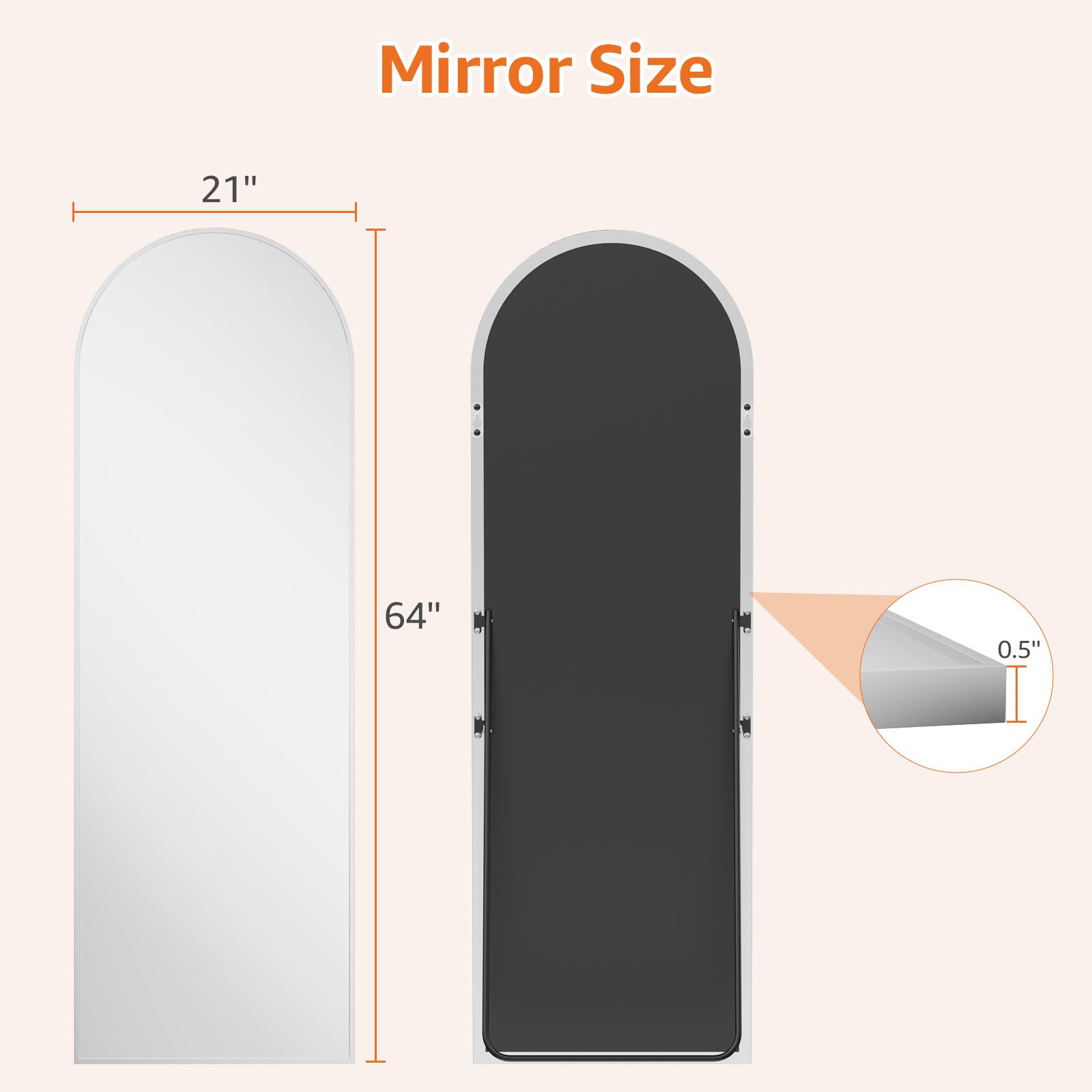 Arched Full Length Mirror, Full Body Standing Mirror, Hanging Or Leaning, For Home, Silver - Image 5
