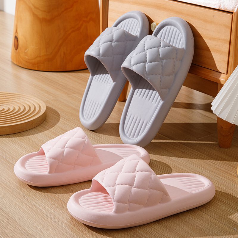 New Rhombus Home Slippers Summer Non-slip Floor Bathroom Slipper Lightweight Simple House Shoes For Women Men - Image 4