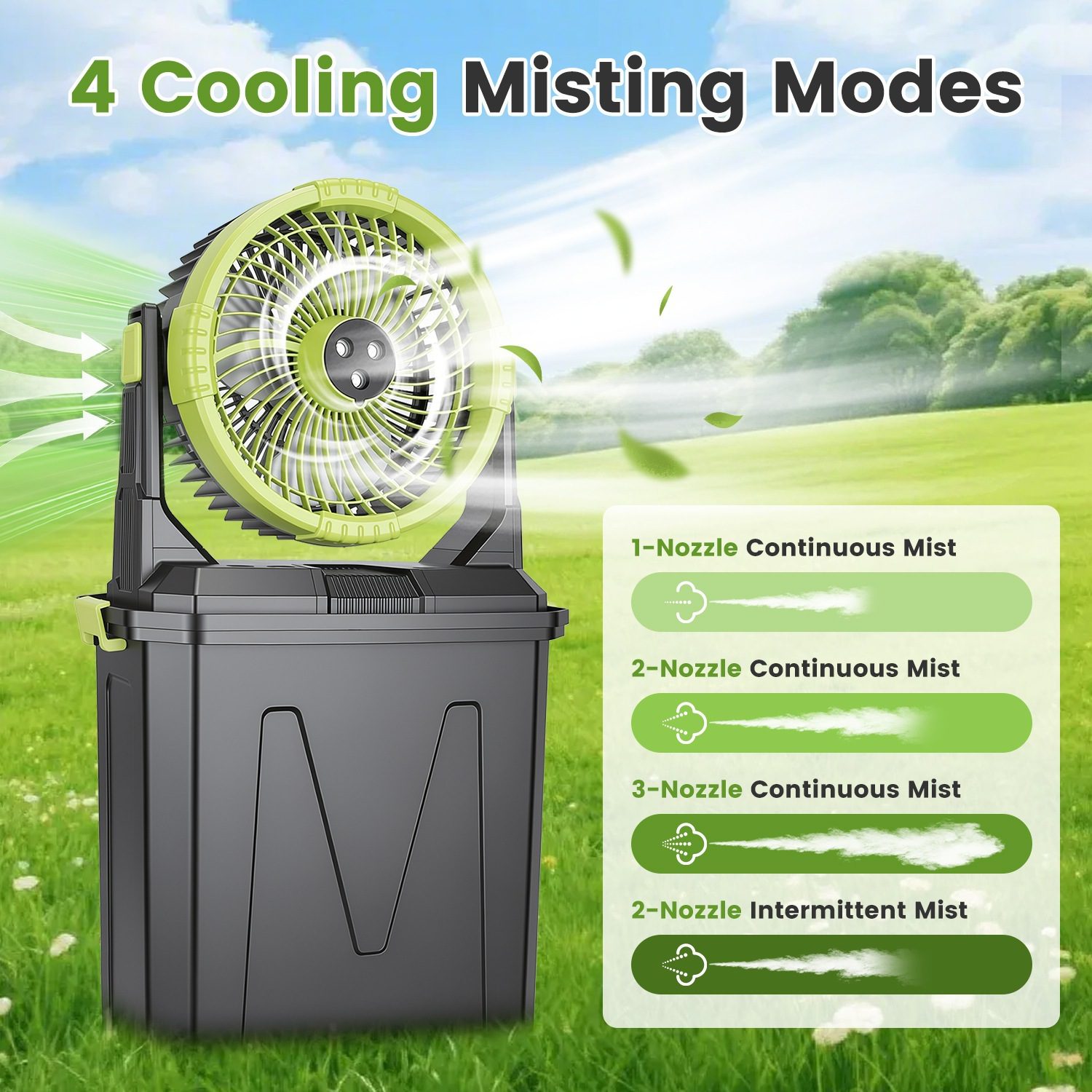1Pc 5 In 1 20000mAh 10L Bucket Portable Misting Fan Indoor Outdoor Rechargeable Camping Cooling Fan Work As Air Cooler Humidifier Power Bank & RGB Night Light With Remote Control - Image 6