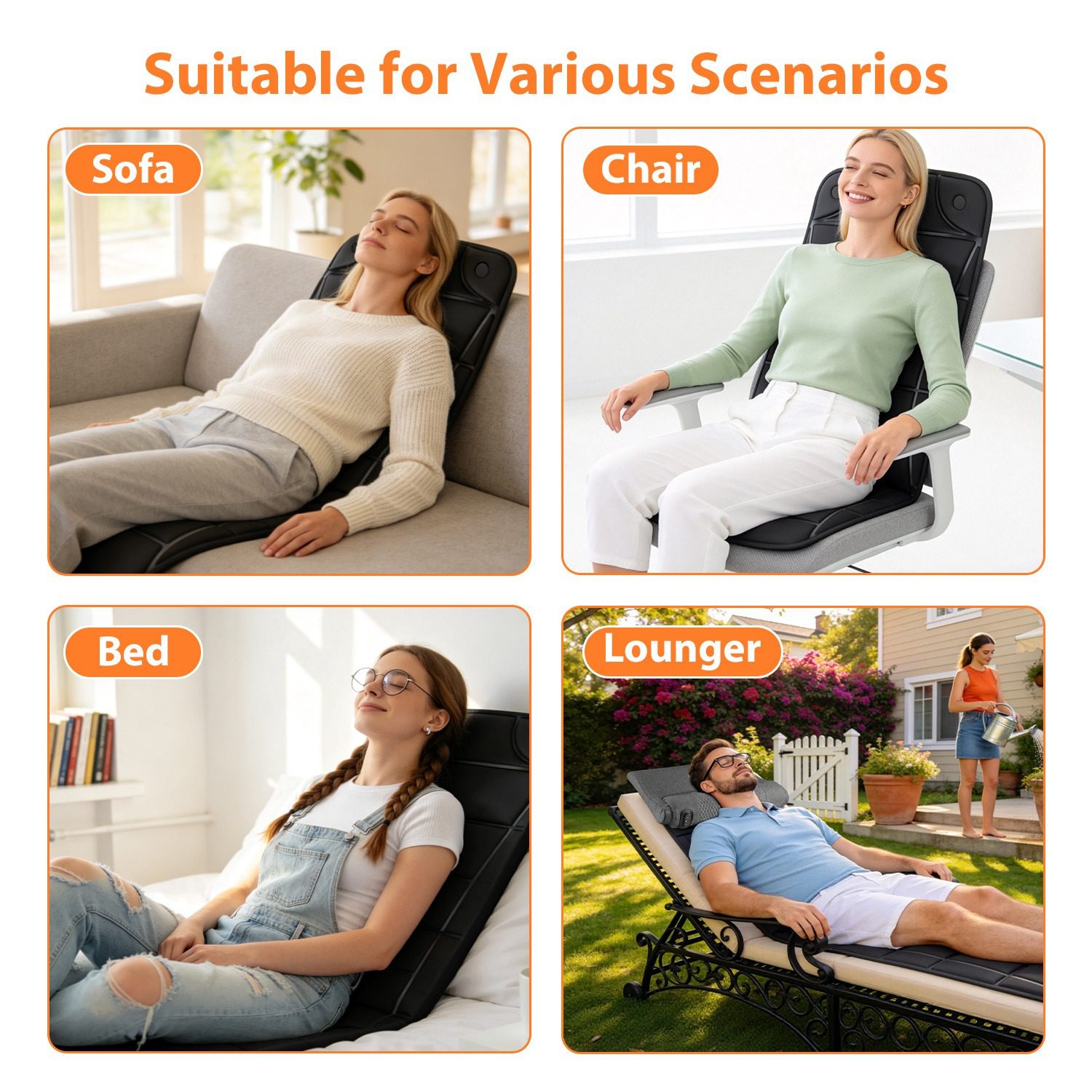 Vibration Massage Mat With Heat Full Body Massage Mattress Pad Electric Heated Massager With 10 Motors 9 Modes 9 Intensities 3 Heating Levels 3 Timer With Storage Bag Earplugs Car Charger For Neck Ba - Image 9