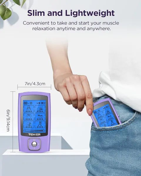 جهاز تحفيز العضلات TENS، جهاز TENS EMS بـ 24 وضعًا للعلاج بتخفيف الألم وإدارته، جهاز تدليك نبضي إلكتروني قابل لإعادة الشحن مع لاصقات أقطاب TENS بحجم 2×2 بوصة و2×4 بوصة. - الصورة 4