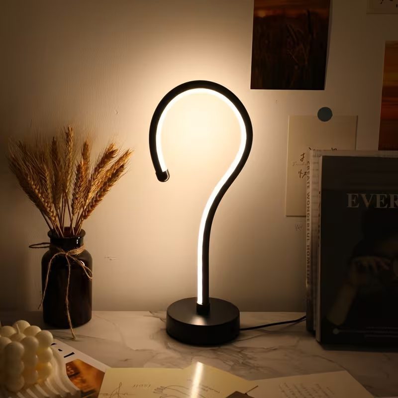 2PC Creative Question Mark Shape Table Lamp, USB Three-color Dimming Desktop Decoration Table Lamp - Image 3