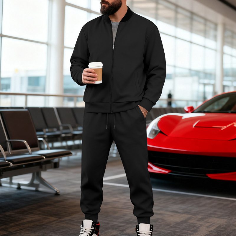 Mens Yolk-zip Baseball Jacket And Sportswear Set - Image 8
