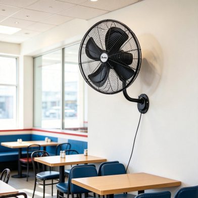 18 Inch High Velocity Oscillating Wall Mount Fan, 3 Speed Heavy Duty Metal Industrial Wall Fan, Horizontal Oscillation & Tilt Adjustable, 110V Wall Fan For Commercial Restaurant Garage Worksho