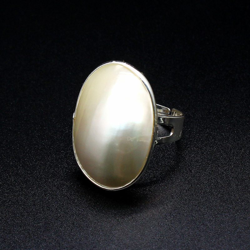 Seawater Starry Sky Blue Mabe Pearl Ring - Image 8