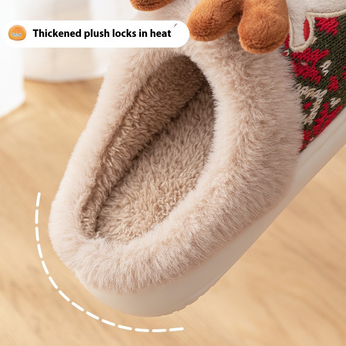 Cute Christmas Elk Plush Slippers Winter Ins Fashion Non-slip Floor Bedroom Home Slippers For Women Fuzzy House Shoes - Image 6