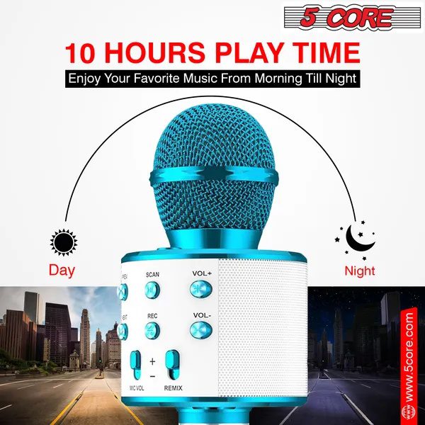 ميكروفون كاريوكي لاسلكي 5 Core مع مكبر صوت، ميكروفون بلوتوث محمول 3 في 1 Microfono Inalambrico - الصورة 3