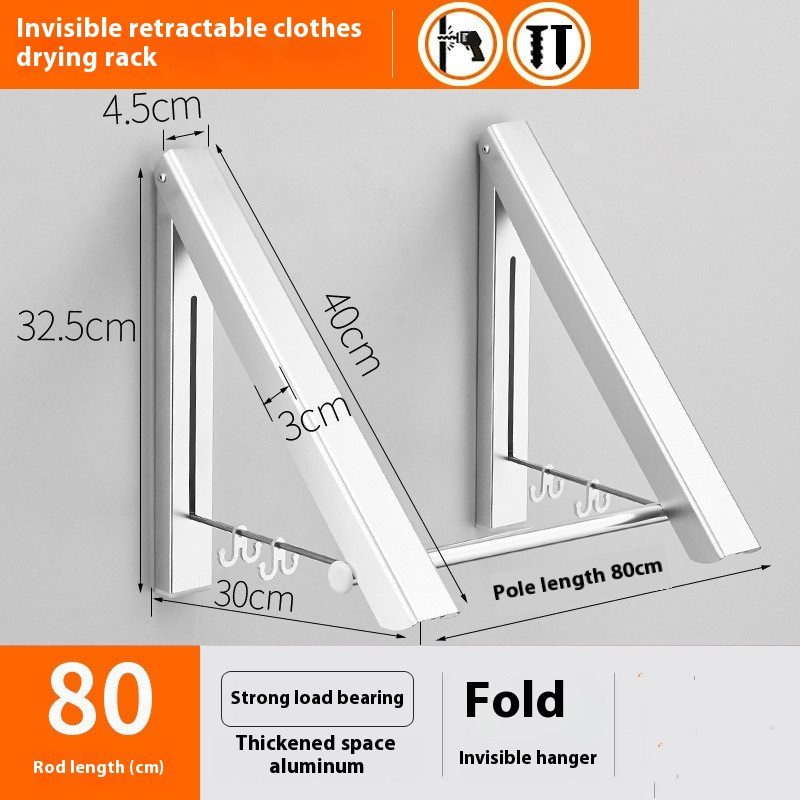 Non Perforated Space Aluminum Foldable Invisible Thick Drying Rack - Image 3