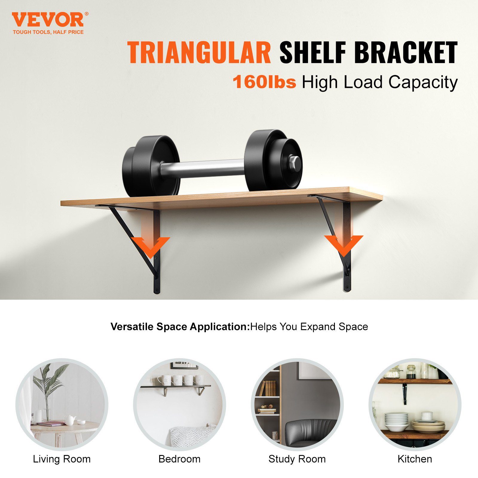 Shelf Bracket, 18 X 12 In 12 Pcs, Heavy Duty Floating Shelf Brackets, Brackets For Shelves, 3mm Thick Matte Black Triangle Shelf Bracket,Steel Shelving Brackets With 160 Lbs Load Capacity - Image 2