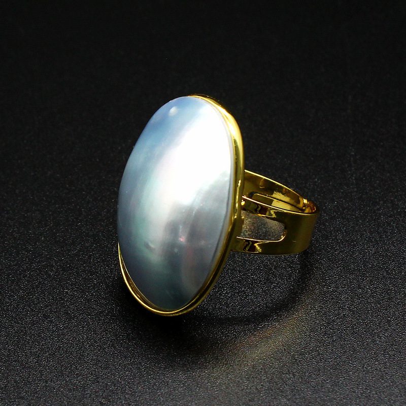 Seawater Starry Sky Blue Mabe Pearl Ring - Image 10