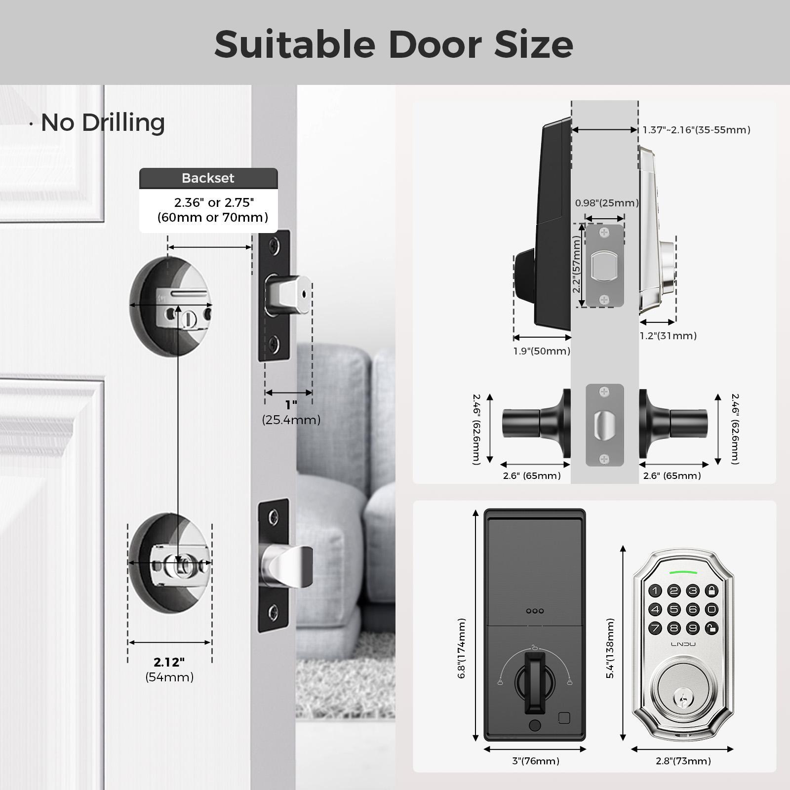 Keyless Entry Door Lock With Handle App-Controlled Front Door Lock Set With Keypad Auto-Lock & One-Touch Locking Anti-Peep Code Feature Easy Installation - Image 7