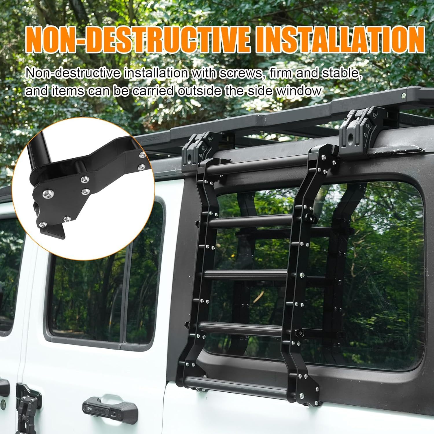20269 Rear Window Ladder for 2018-2025 Jeep Wrangler JL JLU 2 Door 4 Door Luggage Ladder Rack Multifunctional Flank Kit - Image 5