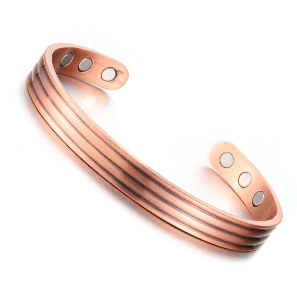 Magnetic Retro And Stylish Open Design Red Copper Bracelet - Image 2