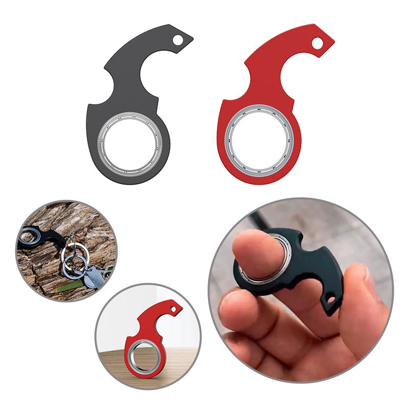 ميدالية مفاتيح مبتكرة بتصميم "سبينر" (Fidget Spinner) - لعبة يدوية لتخفيف التوتر والقلق، تعمل أيضاً كفتاحة زجاجات - مناسبة للأطفال.