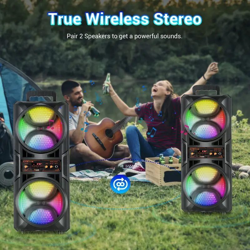 Portable Bluetooth Party Speaker Wireless Karaoke System Lights TWS - Image 5