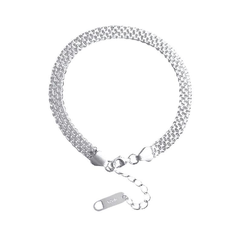925 Sterling Silver Wide Braided Shimmering Bracelet For Women - Image 5