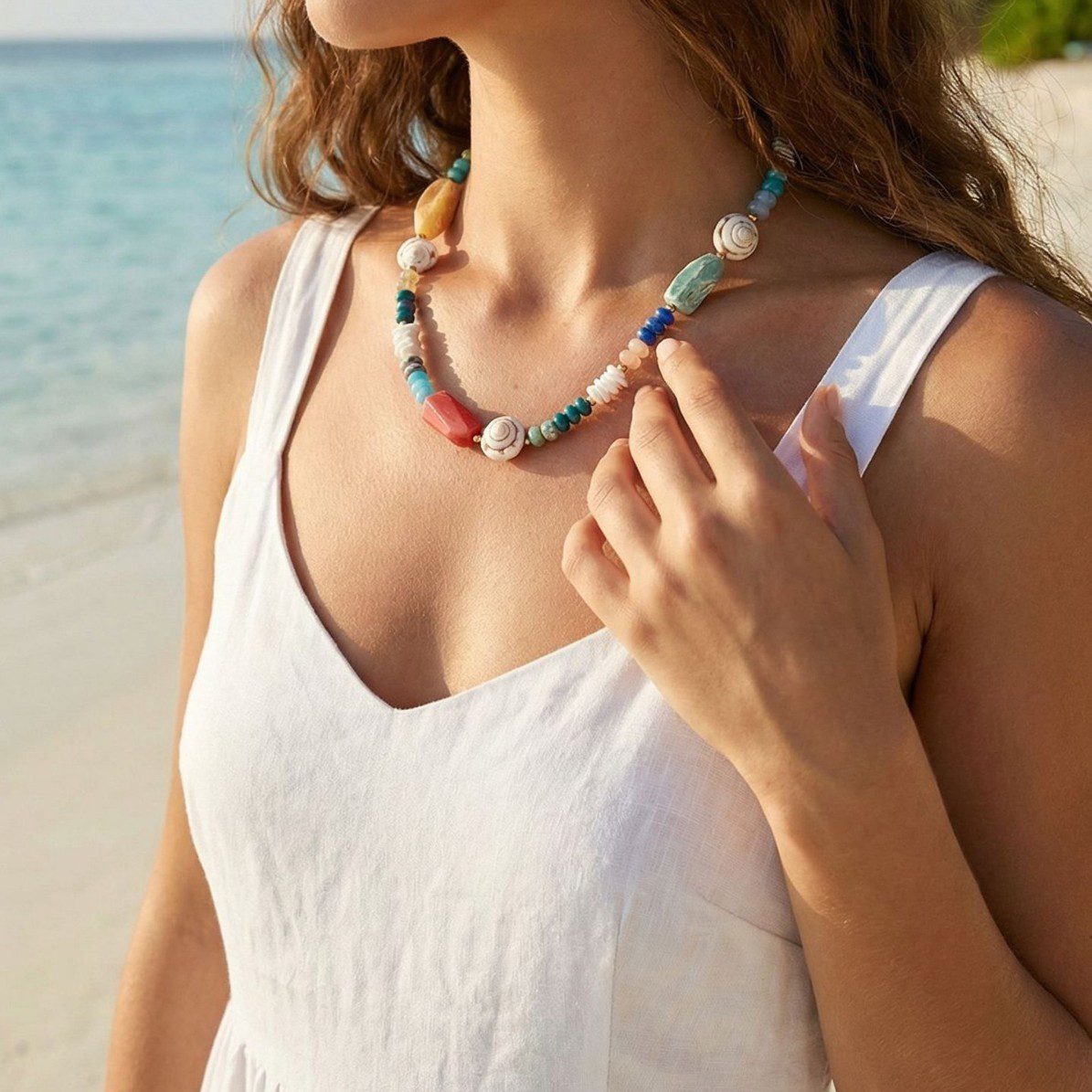 Handmade Beaded Stainless Steel Versatile Womens Necklace