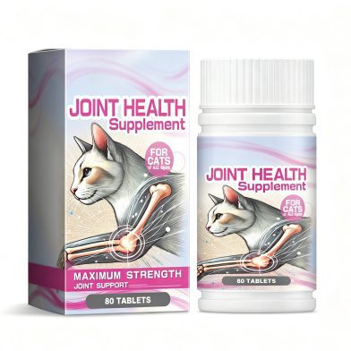 Cat Joint Health Support Tablets, Glucosamine Joint Supplement For All Breeds & Sizes Cats, 80 Count Joint Care Chewable Tablets To Relieve Joint Discomfort
