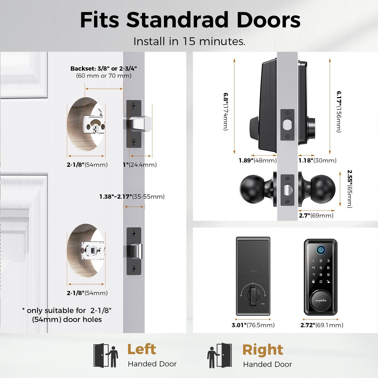 Keyless Entry Door Lock With Handle App-Controlled Front Door Lock Set With Keypad Auto-Lock & One-Touch Locking Anti-Peep Code Feature Easy Installation - Image 5