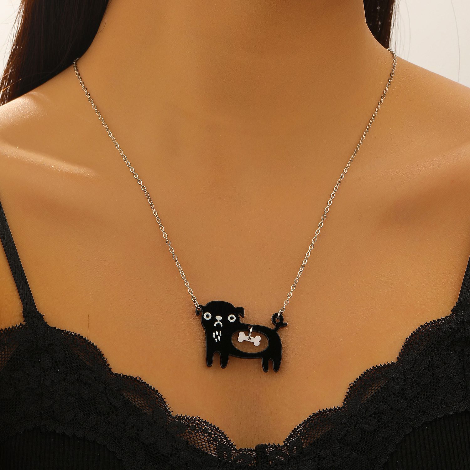 Cute Dog Cat Cartoon Necklace Ins Creative Collarbone Chain - Image 5