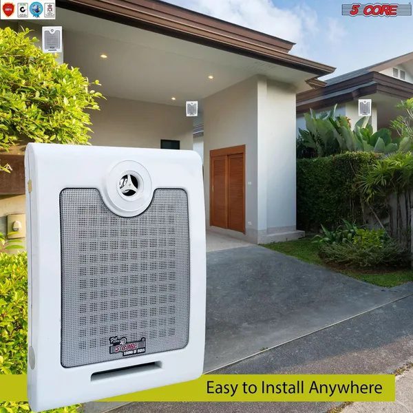 مكبرات صوت خارجية من 5 CORE، مكبر صوت ستيريو جداري 500W Peak سلبي، قابل للتركيب، سلكي مقاوم للماء لنظام صوت الفناء والمنزل والجراج والداخل والخارج - Bocinas Para Casa - Window - الصورة 2